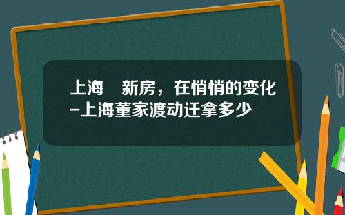 上海揺新房，在悄悄的变化-上海董家渡动迁拿多少