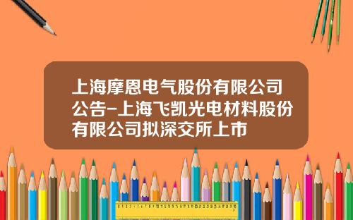 上海摩恩电气股份有限公司公告-上海飞凯光电材料股份有限公司拟深交所上市