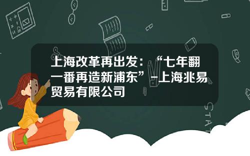 上海改革再出发：“七年翻一番再造新浦东”-上海兆易贸易有限公司