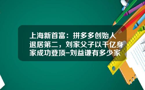 上海新首富：拼多多创始人退居第二，刘家父子以千亿身家成功登顶-刘益谦有多少家产