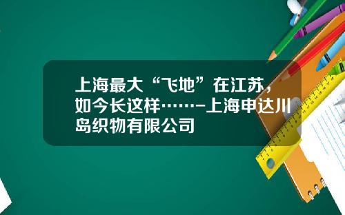 上海最大“飞地”在江苏，如今长这样……-上海申达川岛织物有限公司