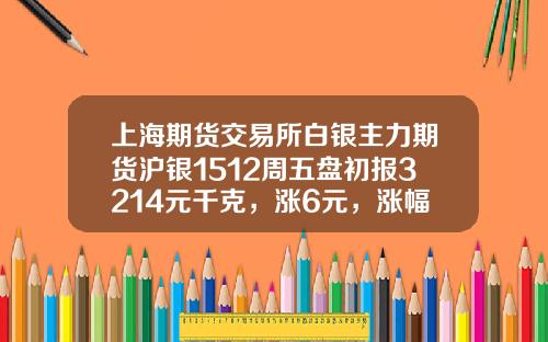 上海期货交易所白银主力期货沪银1512周五盘初报3214元千克，涨6元，涨幅0.25%-沪银1512一手多少钱