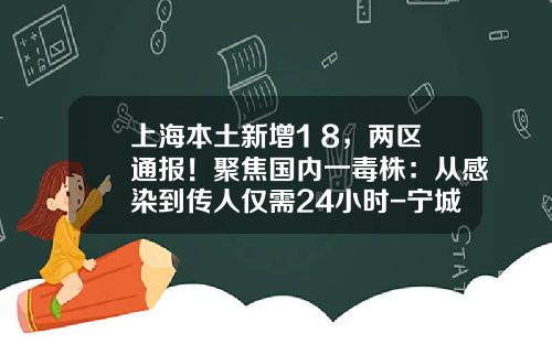 上海本土新增1+8，两区通报！聚焦国内一毒株：从感染到传人仅需24小时-宁城资讯股票代码是什么