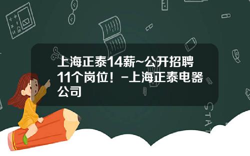 上海正泰14薪~公开招聘11个岗位！-上海正泰电器公司