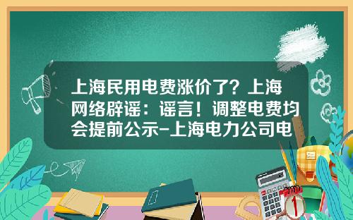 上海民用电费涨价了？上海网络辟谣：谣言！调整电费均会提前公示-上海电力公司电费账单