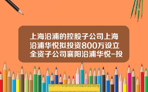 上海沿浦的控股子公司上海沿浦华悦拟投资800万设立全资子公司襄阳沿浦华悦-投资管理公司主营业务代码