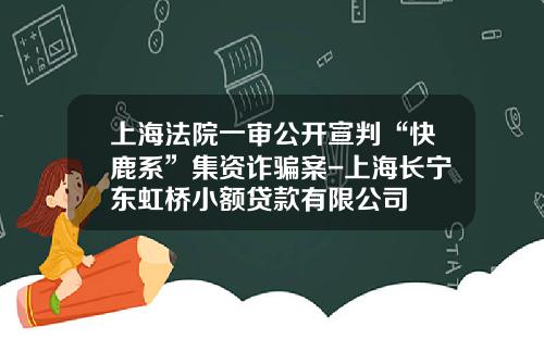 上海法院一审公开宣判“快鹿系”集资诈骗案-上海长宁东虹桥小额贷款有限公司