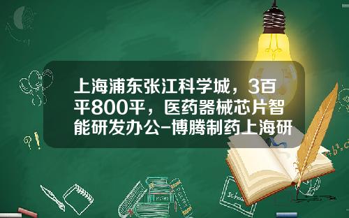 上海浦东张江科学城，3百平800平，医药器械芯片智能研发办公-博腾制药上海研发中心有多少人