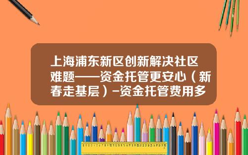 上海浦东新区创新解决社区难题——资金托管更安心（新春走基层）-资金托管费用多少