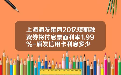 上海浦发集团20亿短期融资券将付息票面利率1.99%-浦发信用卡利息多少