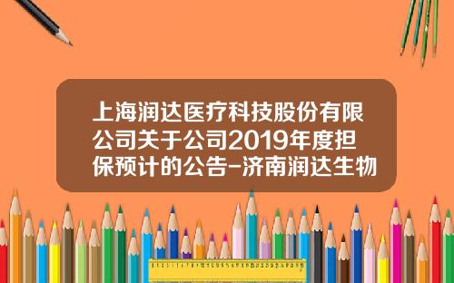 上海润达医疗科技股份有限公司关于公司2019年度担保预计的公告-济南润达生物科技有限公司