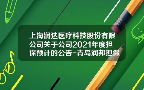 上海润达医疗科技股份有限公司关于公司2021年度担保预计的公告-青岛润邦担保有限公司