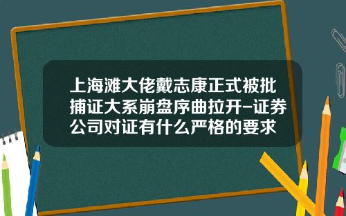 上海滩大佬戴志康正式被批捕证大系崩盘序曲拉开-证券公司对证有什么严格的要求