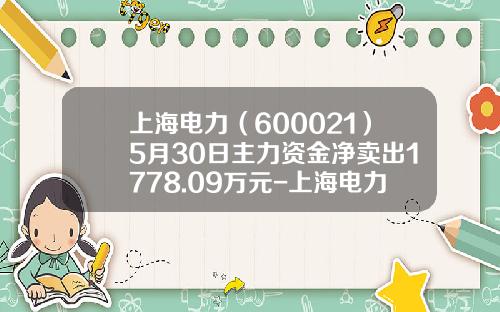 上海电力（600021）5月30日主力资金净卖出1778.09万元-上海电力股票资讯搜索