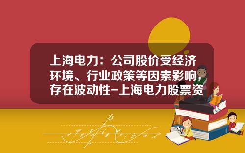 上海电力：公司股价受经济环境、行业政策等因素影响，存在波动性-上海电力股票资讯