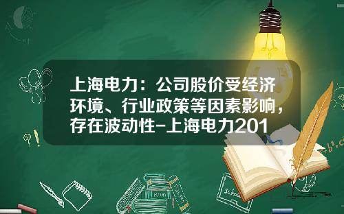 上海电力：公司股价受经济环境、行业政策等因素影响，存在波动性-上海电力2015最高价多少