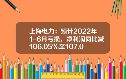 上海电力：预计2022年1-6月亏损，净利润同比减106.05%至107.02%-上海电力股票资讯