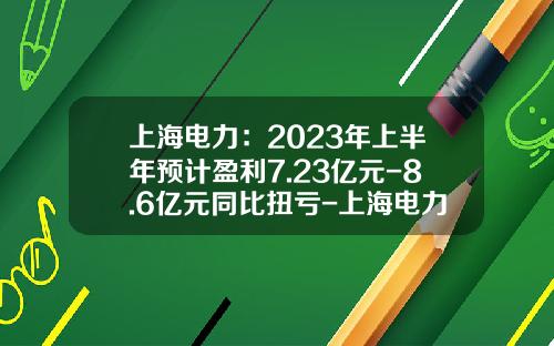 上海电力：2023年上半年预计盈利7.23亿元-8.6亿元同比扭亏-上海电力公司分析