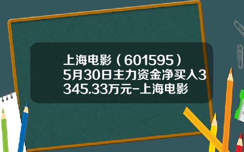 上海电影（601595）5月30日主力资金净买入3345.33万元-上海电影股票资讯