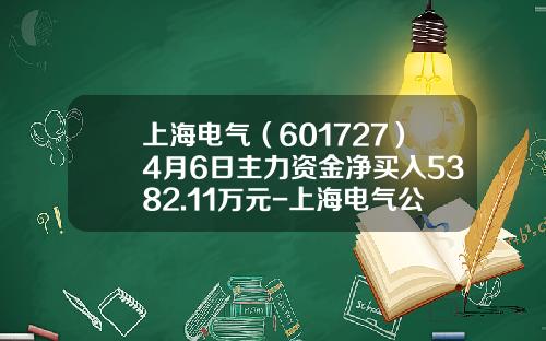 上海电气（601727）4月6日主力资金净买入5382.11万元-上海电气公司排名