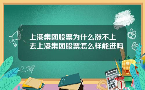 上港集团股票为什么涨不上去上港集团股票怎么样能进吗