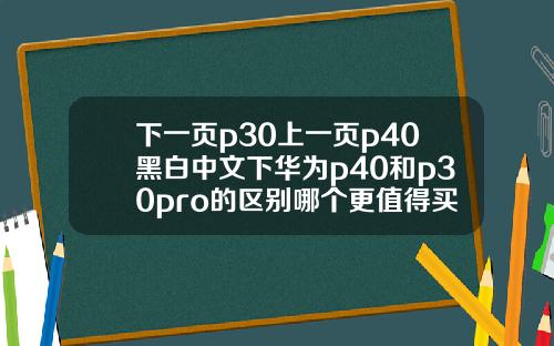 下一页p30上一页p40黑白中文下华为p40和p30pro的区别哪个更值得买呢