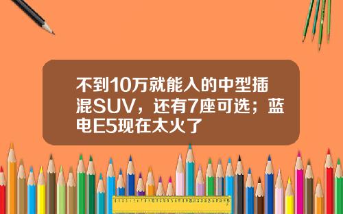 不到10万就能入的中型插混SUV，还有7座可选；蓝电E5现在太火了