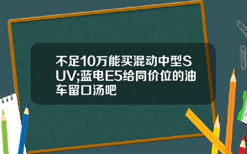 不足10万能买混动中型SUV;蓝电E5给同价位的油车留口汤吧