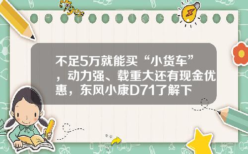 不足5万就能买“小货车”，动力强、载重大还有现金优惠，东风小康D71了解下
