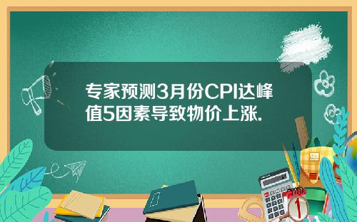 专家预测3月份CPI达峰值5因素导致物价上涨. 专家预测3月份CPI达峰值5因素导致物价上涨.