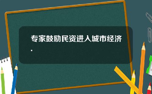 专家鼓励民资进入城市经济.