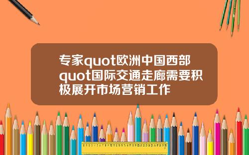 专家quot欧洲中国西部quot国际交通走廊需要积极展开市场营销工作