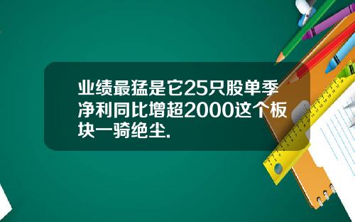 业绩最猛是它25只股单季净利同比增超2000这个板块一骑绝尘.