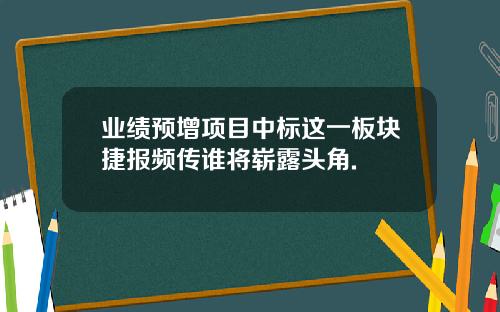 业绩预增项目中标这一板块捷报频传谁将崭露头角.