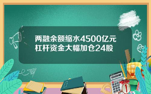 两融余额缩水4500亿元杠杆资金大幅加仓24股