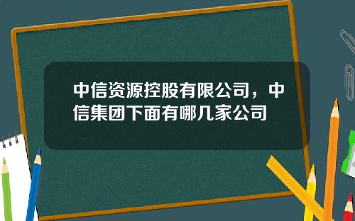 中信资源控股有限公司，中信集团下面有哪几家公司