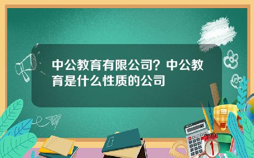 中公教育有限公司？中公教育是什么性质的公司
