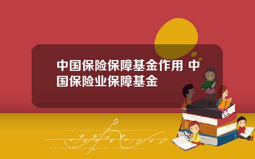 中国保险保障基金作用 中国保险业保障基金
