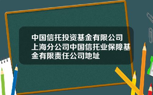 中国信托投资基金有限公司上海分公司中国信托业保障基金有限责任公司地址