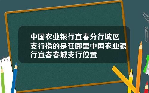 中国农业银行宜春分行城区支行指的是在哪里中国农业银行宜春春城支行位置
