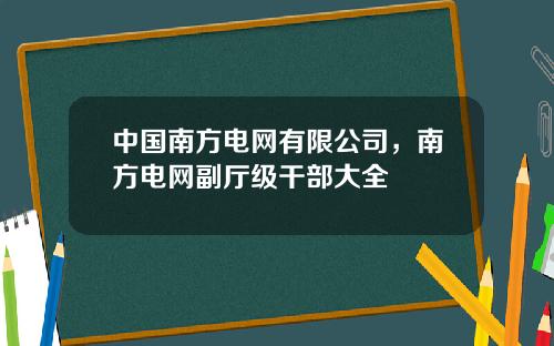 中国南方电网有限公司，南方电网副厅级干部大全