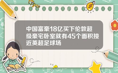 中国富豪18亿买下伦敦超级豪宅卧室就有45个面积接近英超足球场