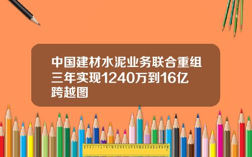 中国建材水泥业务联合重组三年实现1240万到16亿跨越图