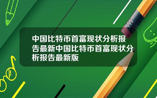 中国比特币首富现状分析报告最新中国比特币首富现状分析报告最新版