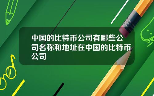 中国的比特币公司有哪些公司名称和地址在中国的比特币公司