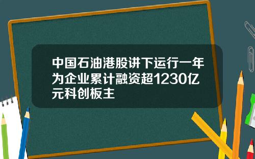 中国石油港股讲下运行一年为企业累计融资超1230亿元科创板主