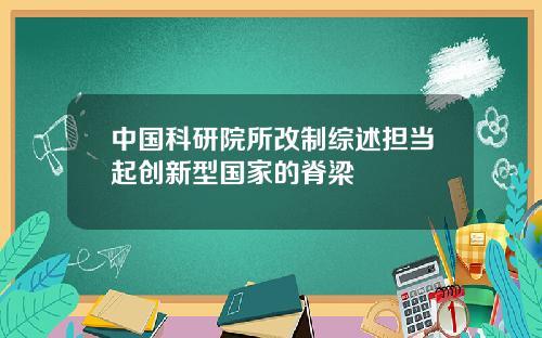中国科研院所改制综述担当起创新型国家的脊梁