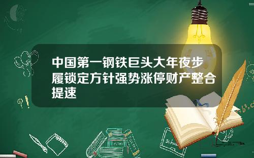 中国第一钢铁巨头大年夜步履锁定方针强势涨停财产整合提速