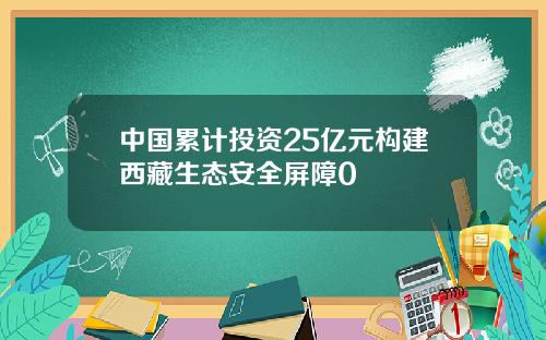 中国累计投资25亿元构建西藏生态安全屏障0