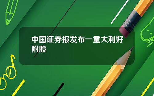 中国证券报发布一重大利好附股
